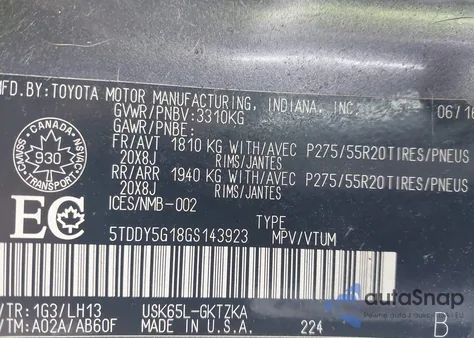 2016 Toyota Sequoia Platinum 5.7L V8 из США, поврежденный, VIN 5TDDY5G18GS143923